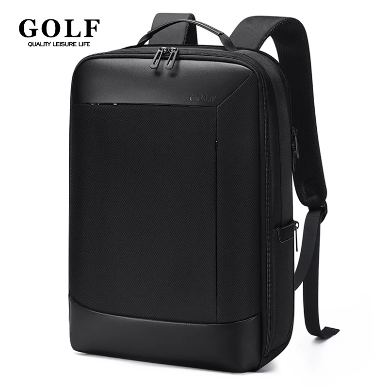 Mochilas impermeáveis para homens de golfe, mochila portátil, bolsa de negócios, mochila de alta qualidade, sacos masculinos, trabalho, fino, preto, 15 ", 6"