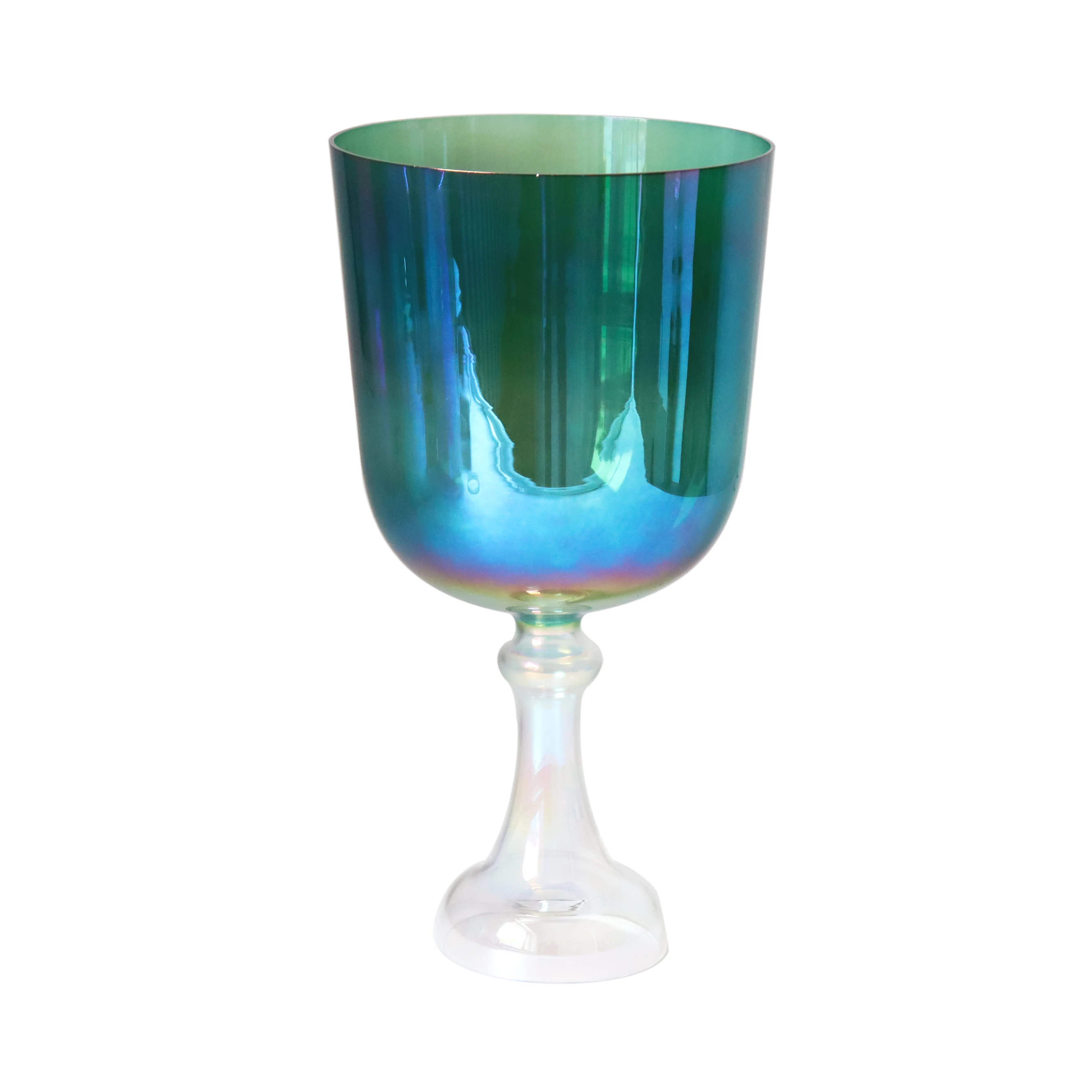 

Amazing 7inch Cosmic Light Dark Green Quartz Crystal Grail Bowl Alchemy Crystal Chalice for Sound Bath with Carry Case