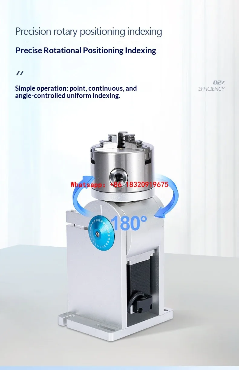 Cyclmotion Universal Precision Rotary Fixture for Marking and Welding Machines: 80mm Chuck, Rotary Motor, and Rotary Table