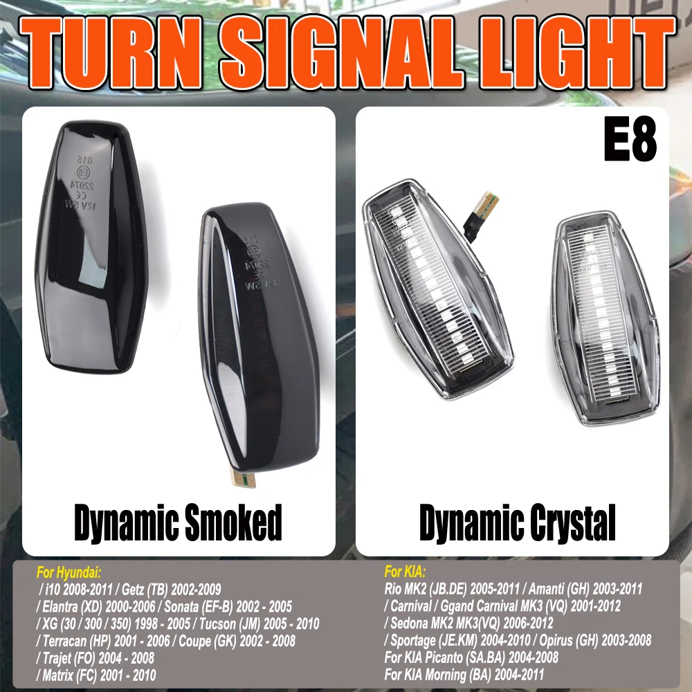 Hochwertige 2-teilige LED-Seitenmarkierungsleuchte mit dynamischem Blinker für Hyundai Elantra, Getz XG, Tucson. – Detail 4