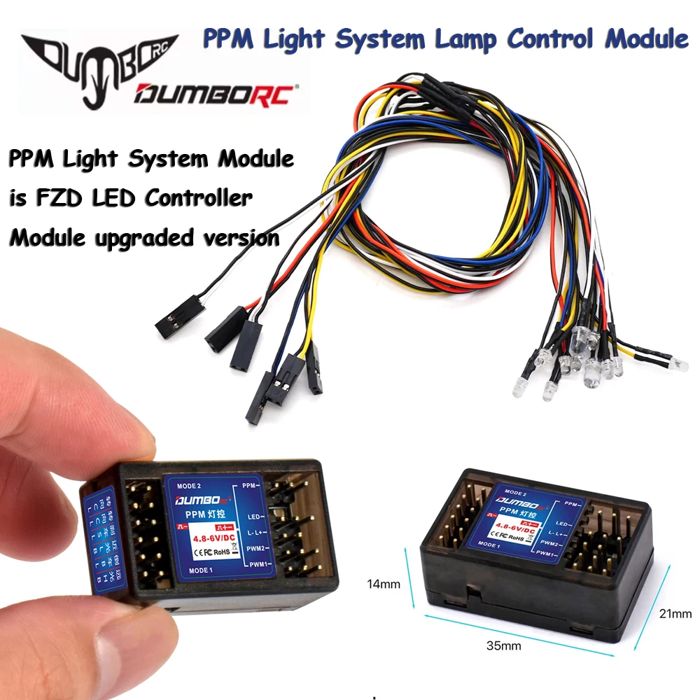 DUMBORC PPM Light System Lamp Control Module PPM Simulation Light Controller 3Pin DuPont Cable Compatible with Various LED Light