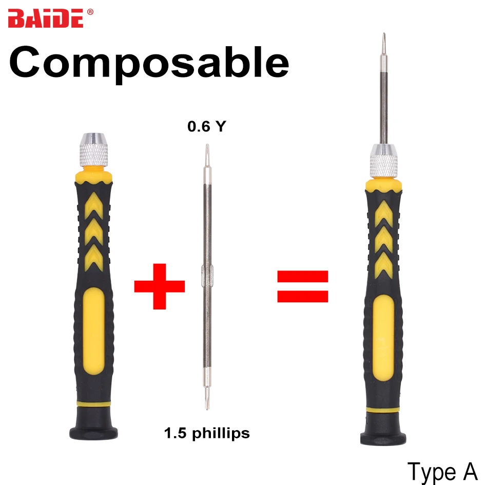 High Quality CRV 2 in 1 Combination Screw driver 0.8 1.2 0.6Y 1.5 Phillips Screwdriver for 7Plus iPhone 7 Repair Tool 200pcs/lot