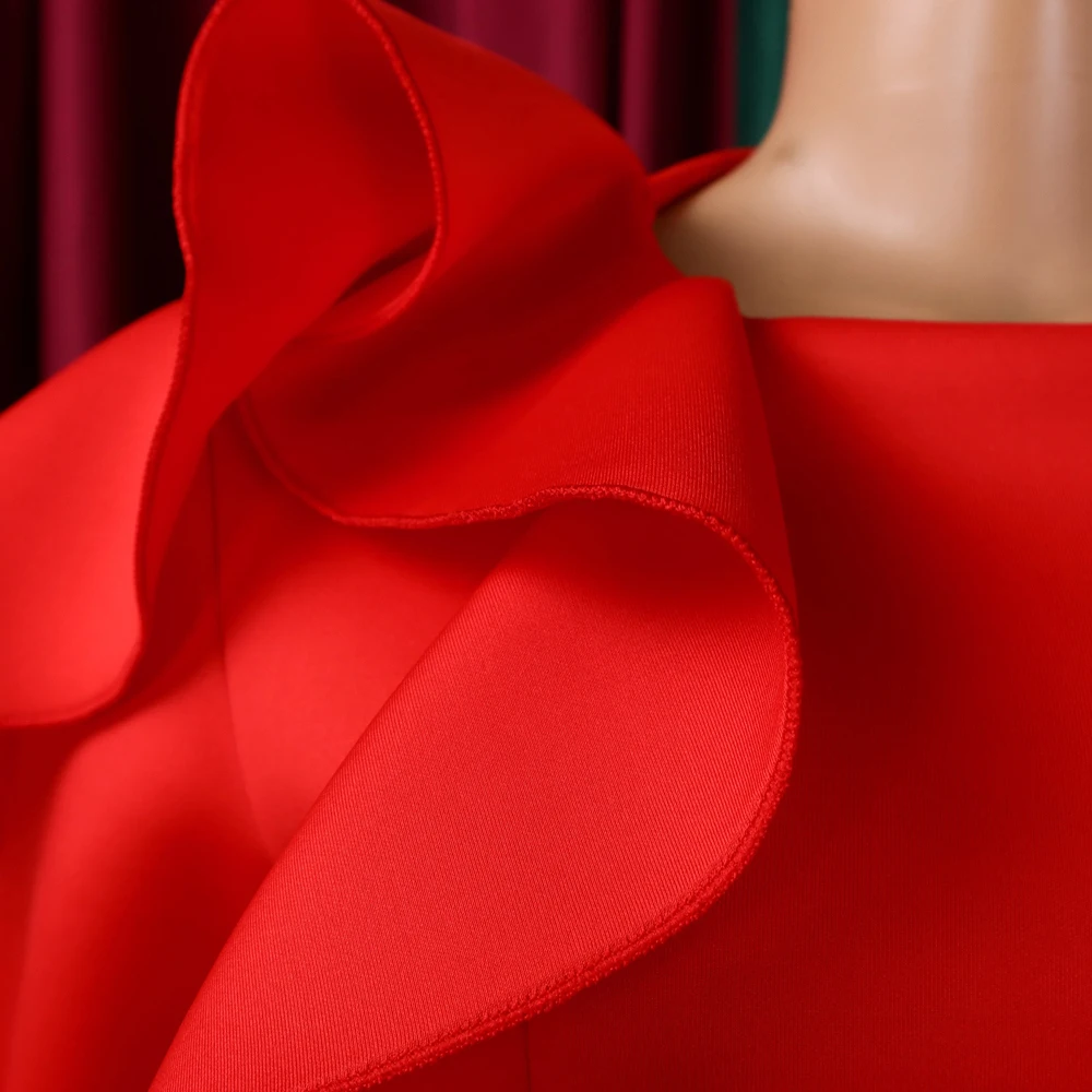 Neueste trendige Design Frühling Kleider Frauen Casual Dame elegante O-Ausschnitt 3-Viertel-Ärmel Rüschen afrikanisches Kleid für Frauen Kleidung – Detail 7