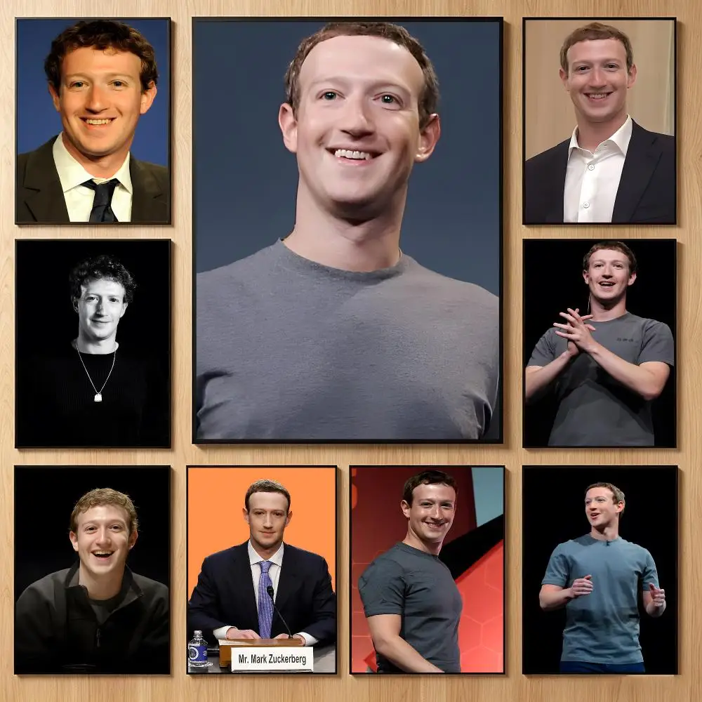 Influential Tech Figure M-Mark Zuckerberg Poster Classic Self-Adhesive PP Wall Sticker for Living Room Bar Decor Gift
