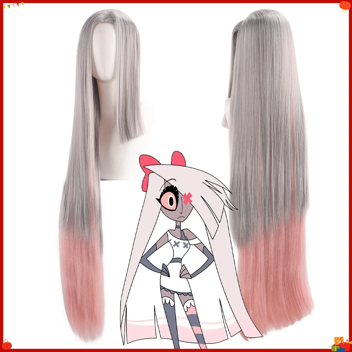 Synthetic Long Silver White Gradient Cosplay Wig for Animation Vagg-Inspired Character, Heat Resistant Fiber Wigs, Roleplay