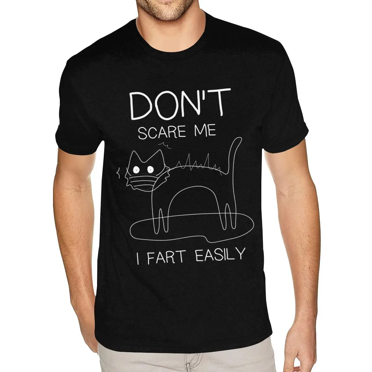 

Мужская футболка с круглым вырезом из плотного хлопка с короткими рукавами и короткими рукавами в винтажном стиле «Не пукнут», черная футболка с круглым вырезом 4XL