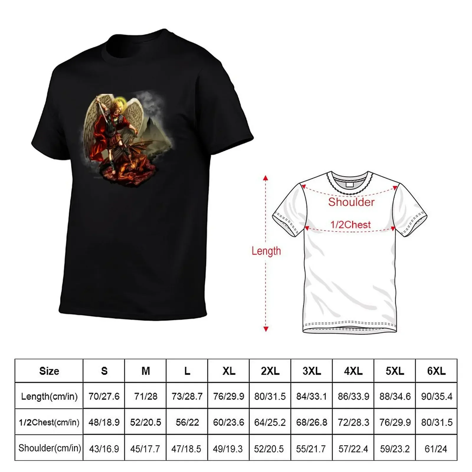 Saint Michael Archangel against the Devil T-Shirt vintage graphic tee anime tee shirts for men