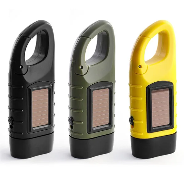

Solar LED Flashlight Hand Crank Rechargeable Survival Gear Portable Keychain Charging Torch Dynamo for Fishing Boating Hiking