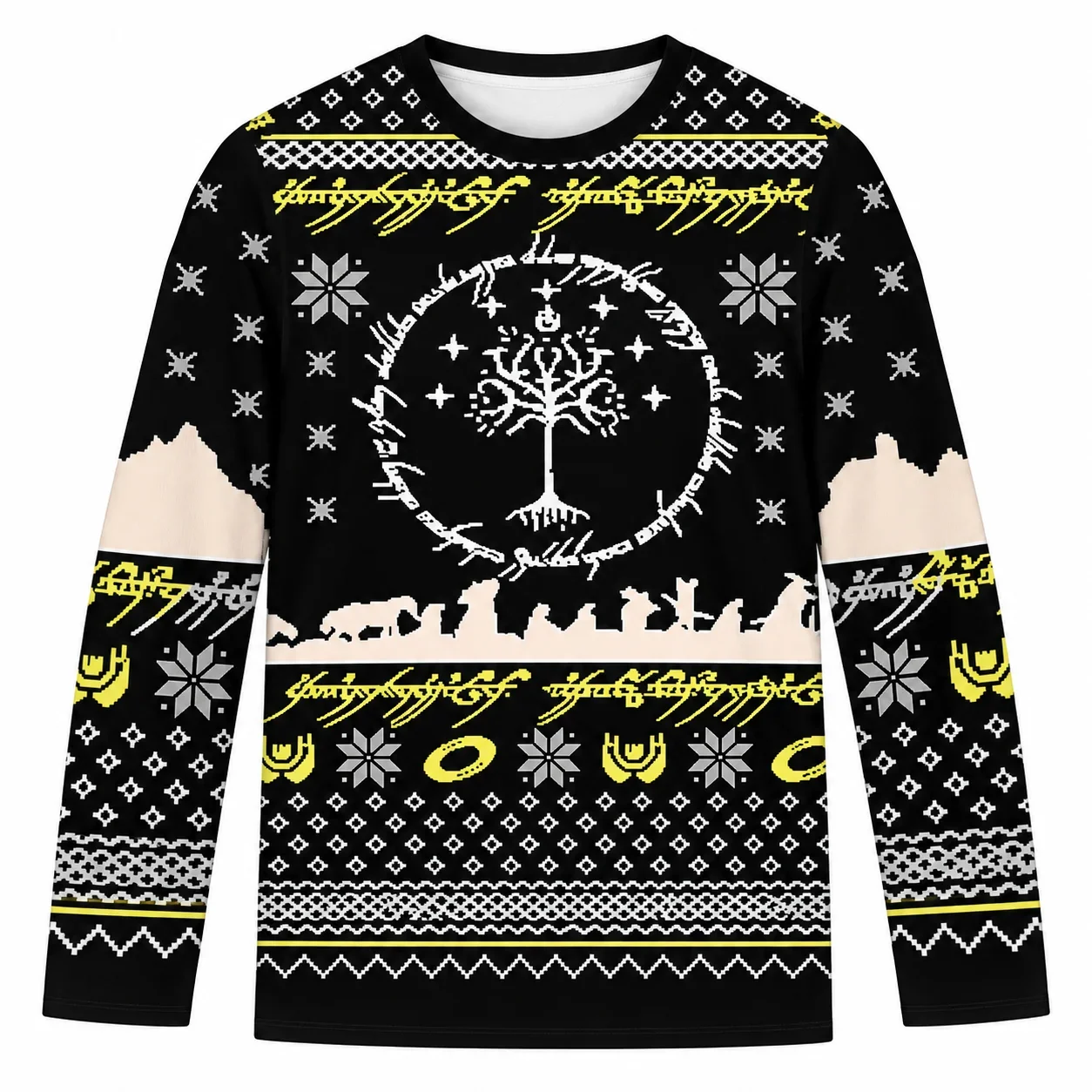 Men Women Christmas Party Pullover Vintage Tee Lord of The Ring Xmas Ugly Merry Christmas Cartoon Long Sleeved T-shirt Harajuku