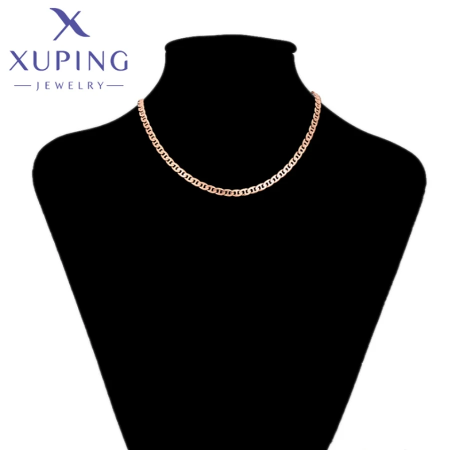 Xuping-لون الذهب الوردي سلاسل قلادة للرجال والنساء ، مجوهرات دائرية ، حفلة عيد الميلاد هدية ، رائعة الاسلوب المناسب ، جديد ، A00914980