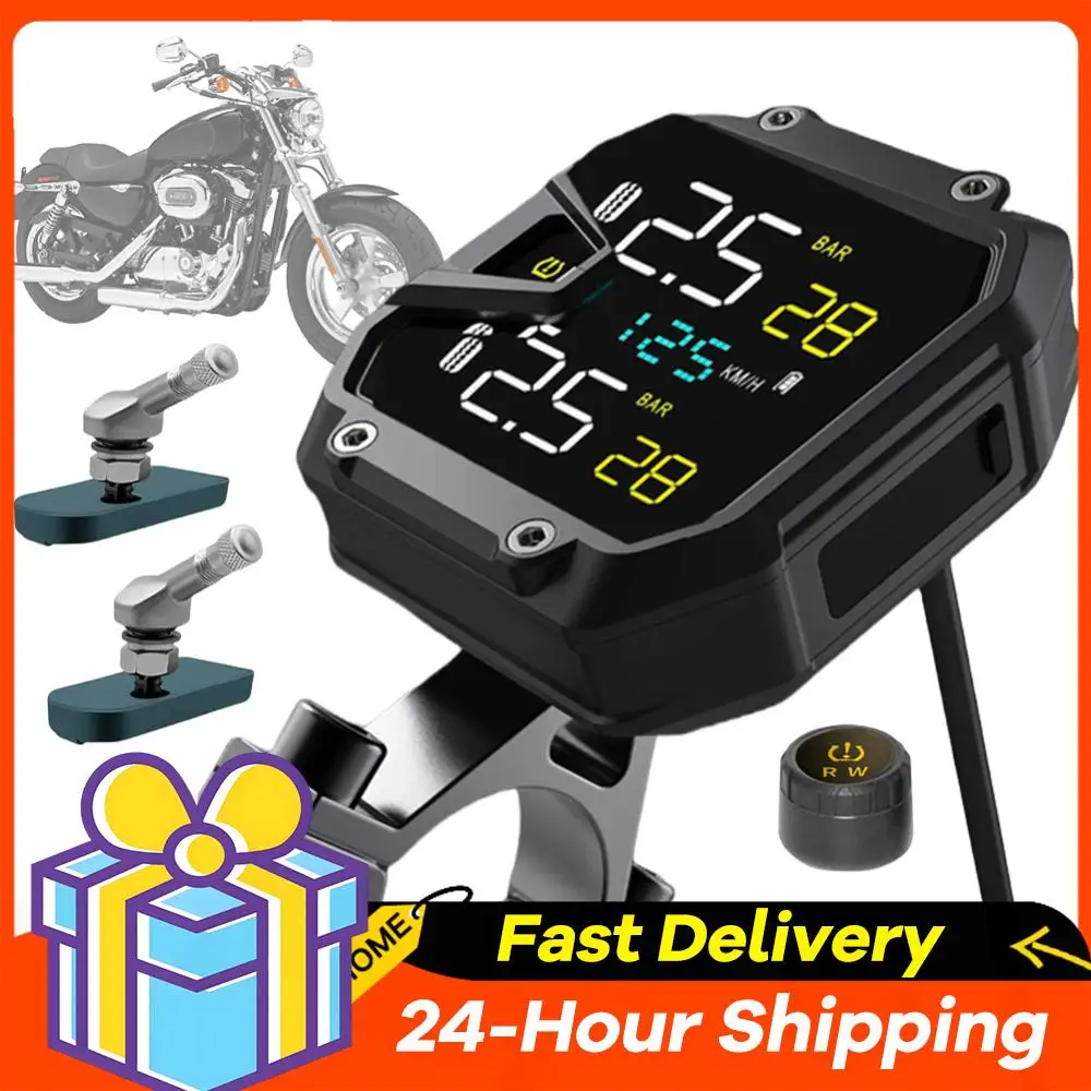 Sistema de alarma de monitoreo de presión de neumáticos de motocicleta con 2 sensores alarma de temperatura de presión de neumáticos de motocicleta accesorios de motocicleta