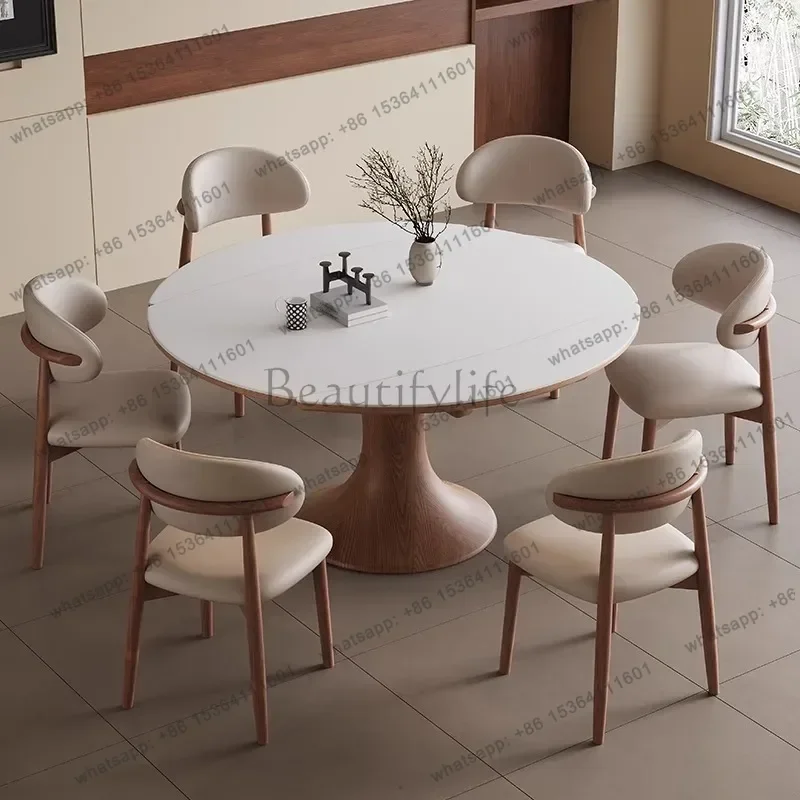 FG Solid Wood Telescopic Dining Tables Antique Style Foldable Round Dining Tables Simple Dining Room Furniture Linge De Table YS