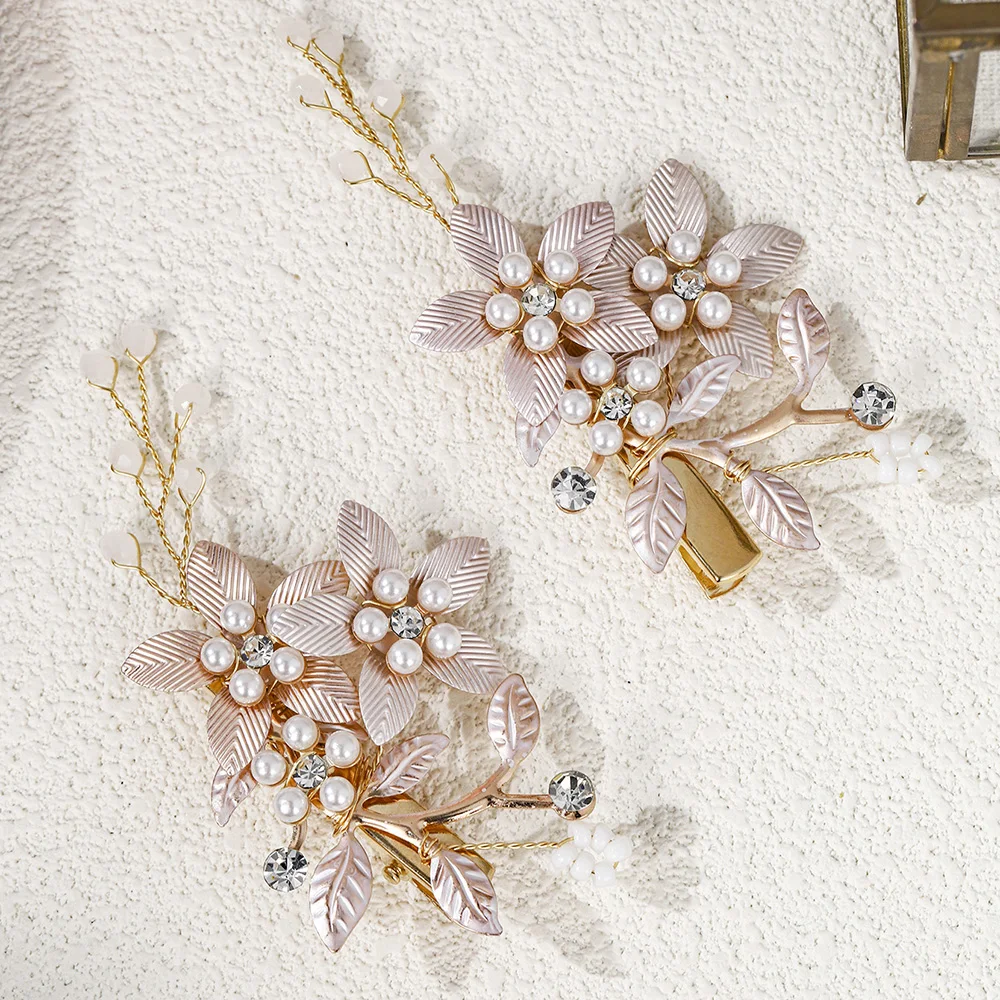 คลาสสิกดอกไม้ผมคลิปเพิร์ลลูกปัด Barrettes Headpiece เจ้าสาวงานแต่งงานเครื่องประดับผมเครื่องประดับอุปกรณ์เสริมผม