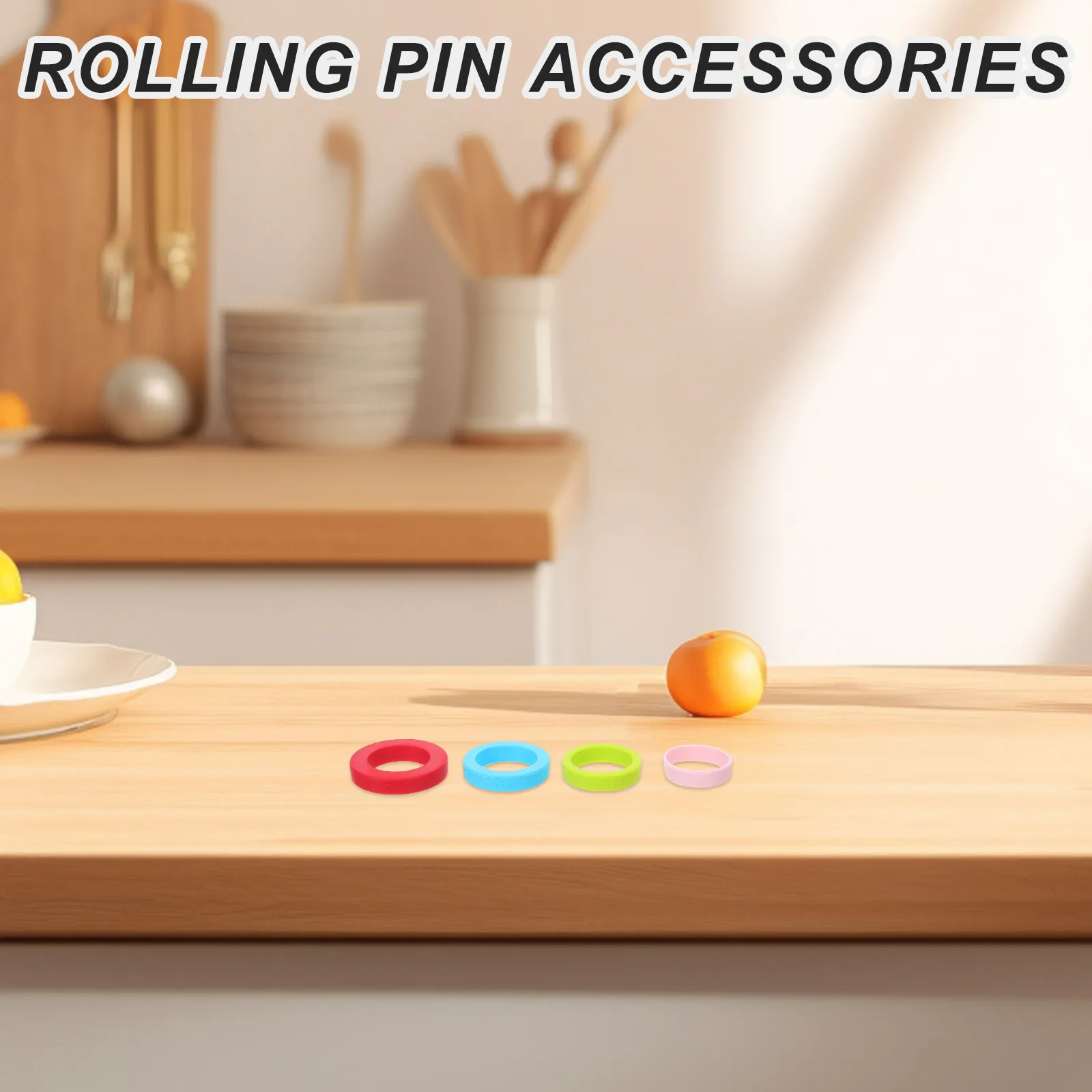8Pcs Rolling Pin Thickness Guides Silicone Bands 2Mm 5Mm 7Mm 10Mm Baking Accessories Dough Spacers for Pastry Cookie