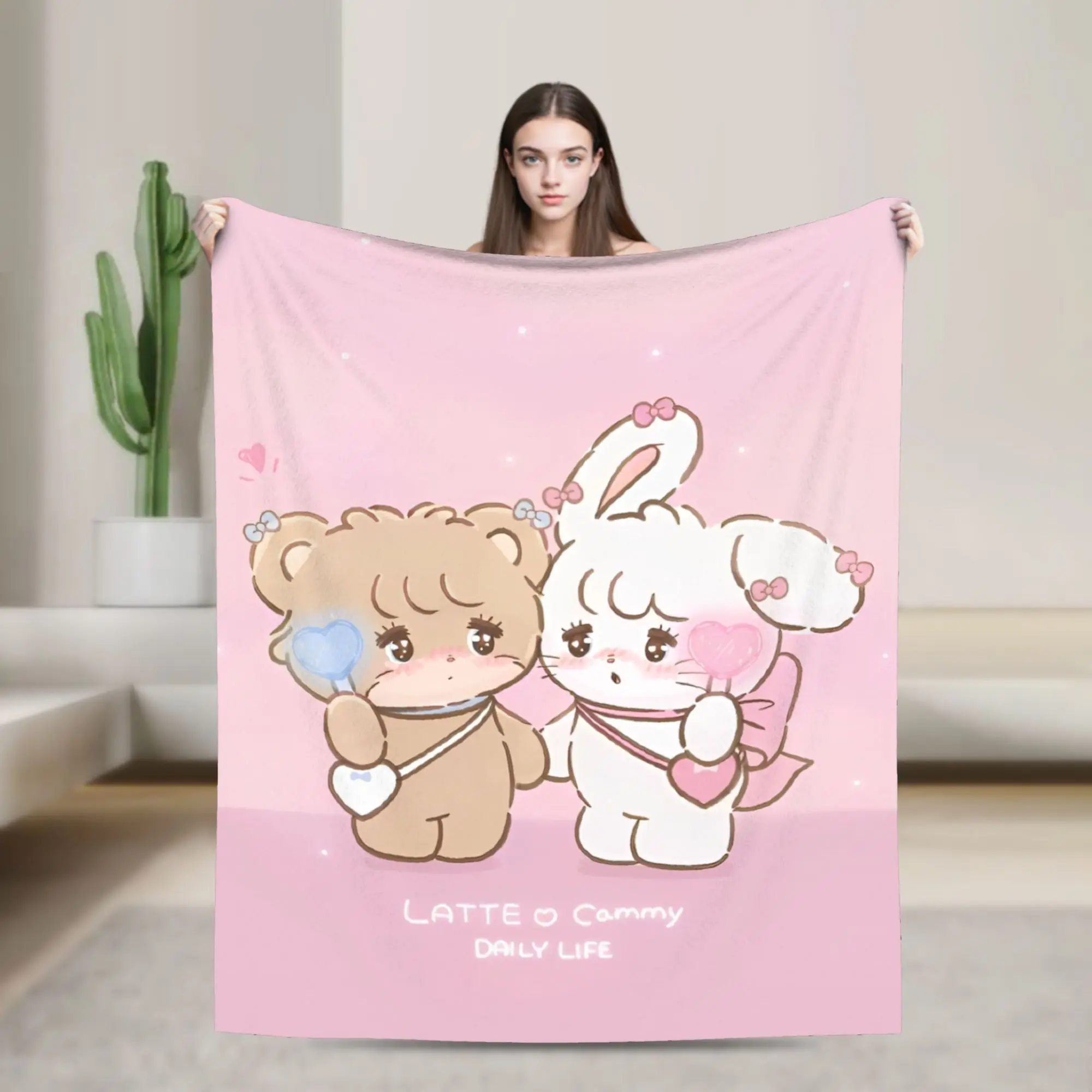Mikkos LATTE Cammy Plush Blankets Awesome Throw Blanket for  Sofa Bedding Lounge 125*100cm Rug Piece,
