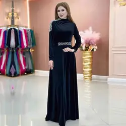 HIgh Neck Saudi Prom Dress Long Sleeves Evening Dress With Floor-Length Women Wedding Party Gowns 2024 Arabia