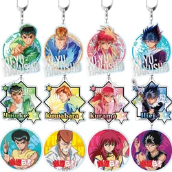 Charm Anime Fans Gifts Yu Yu Hakusho Acrylic Keychain HD Characte Hiei Kurama Yuusuke Urameshi Ornaments Collection About 6cm