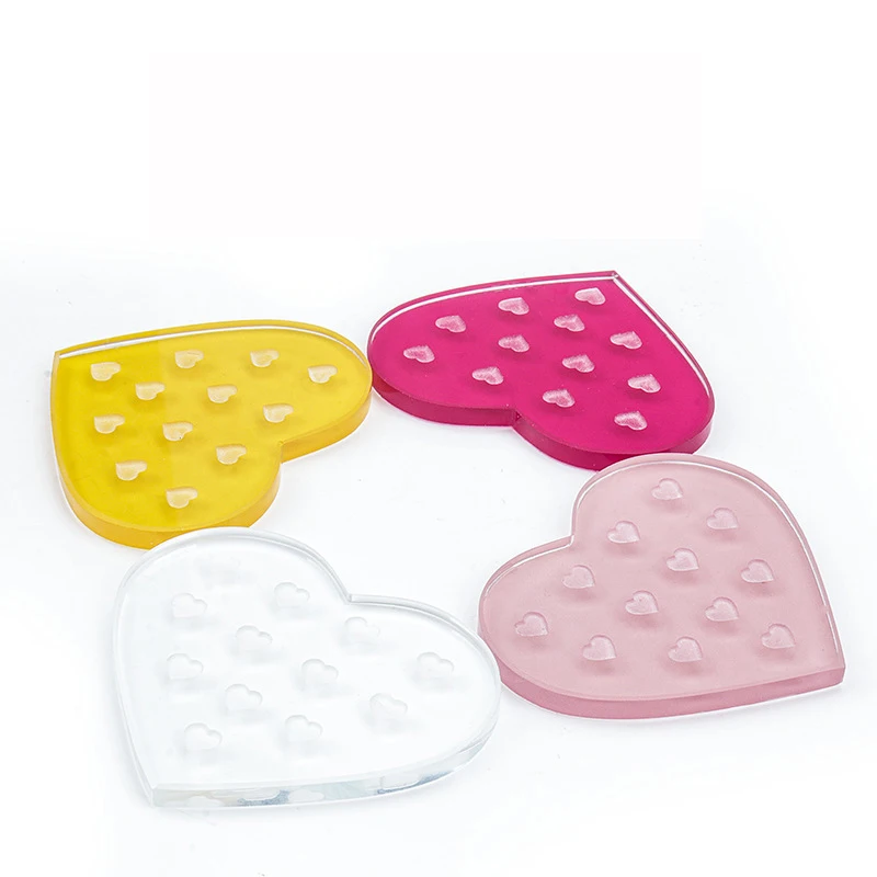 Eyelash Extension Pallet False Eyelashes Stand Holder Crystal Glass Heart Shaped Transparent Glue Tray Lash Lifting Makeup Tools