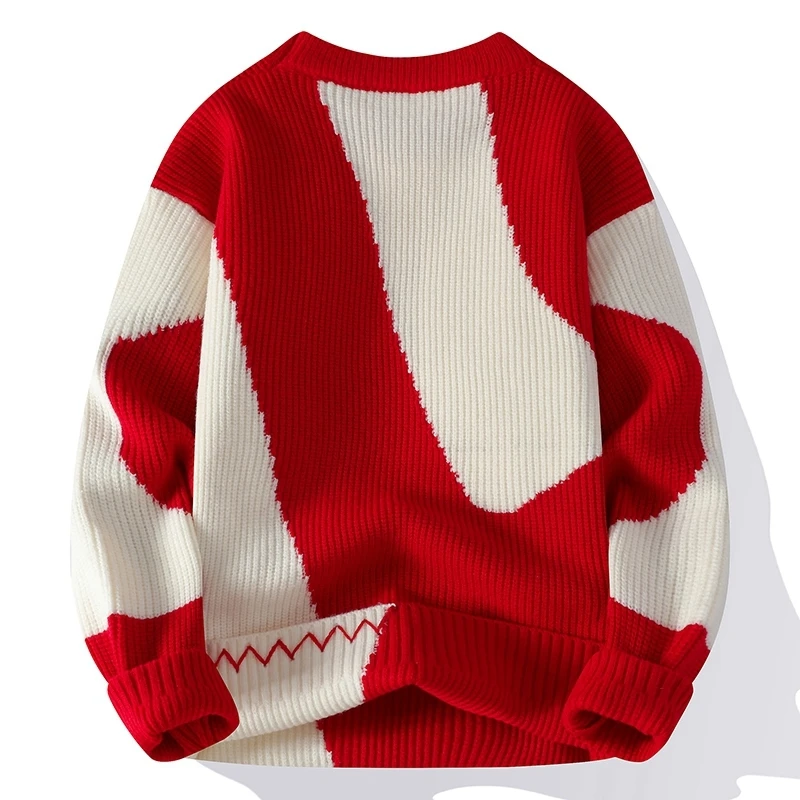 Men's High Quality Autumn Winter Long Sleeves Knit New Sweater Round Neck Jacquard Keep Warm Pullover Trend Leisure Fashion Tops