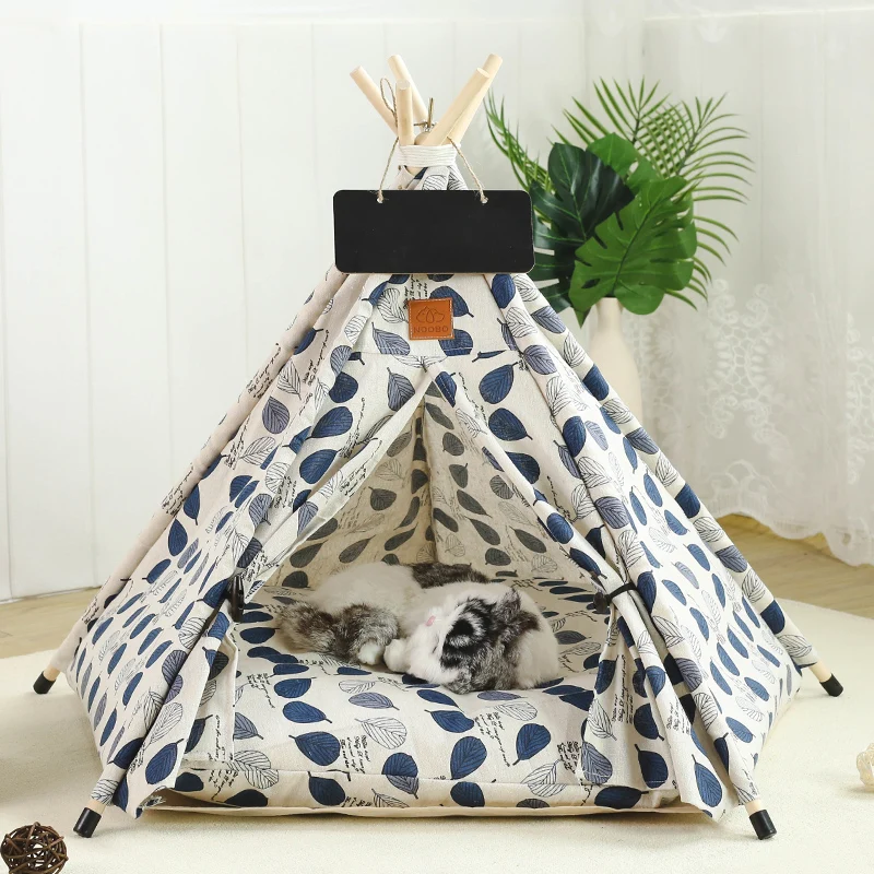 

Pet Teepee Pet Tent Portable Dog Houses for Small to Medium Dog & Cats Puppies House w/ Cushion Machine Washable Indoor Outdoor