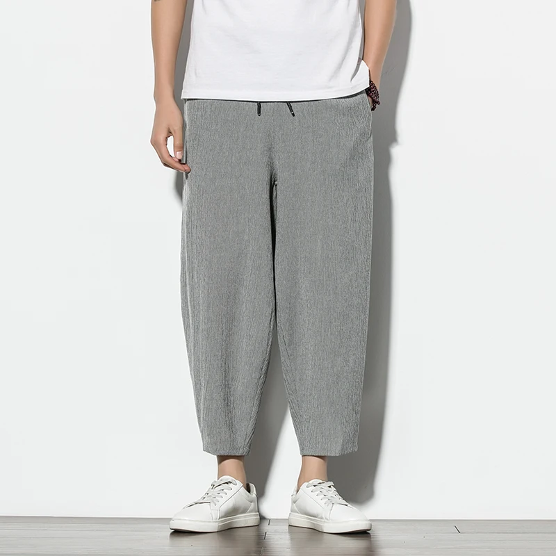 

Лето 2022, свободные брюки из ледяного шелка для мужчин, широкие повседневные брюки, мужские свободные мужские шаровары в корейском стиле