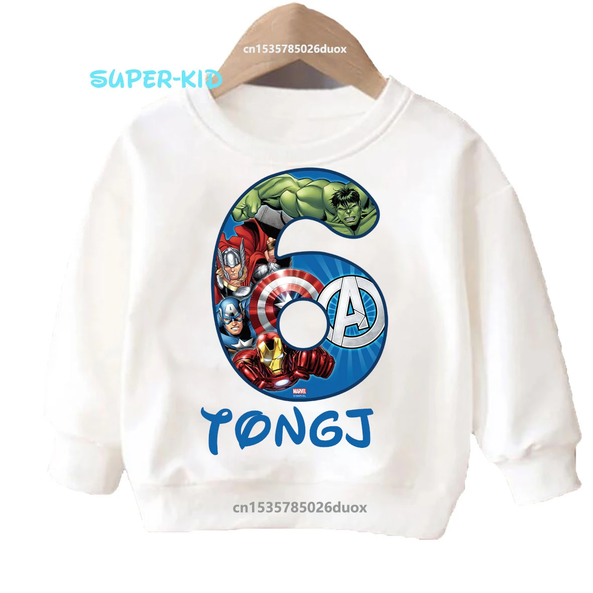 New Autumn Winter 2 3 4 5 6 7 8 Marvel SuperHero Birthday Boy Personalize Name Hoodies The Avengers Personalize Girl Sweatshirt