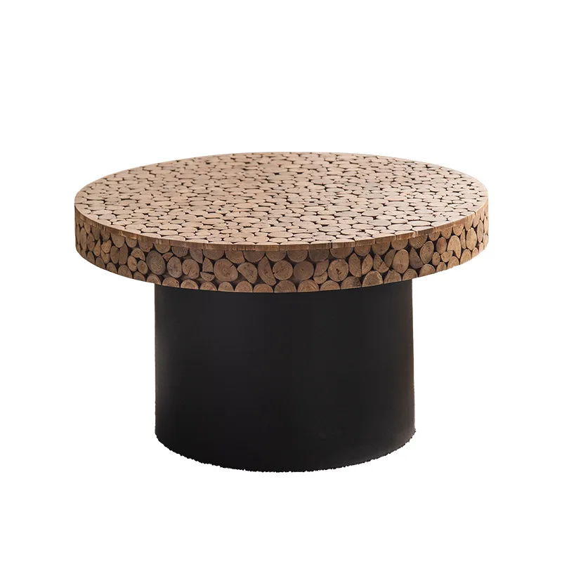 

Solid wood living room sofa coffee table, shooting decorative small round table studio small apartment household side table