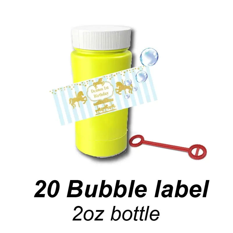 Personalized Carousel Horses Juice Pouch Bag Custom Stickers Water Bottle Labels Candy Bar Wrapper Birthday Party Decor Supplies