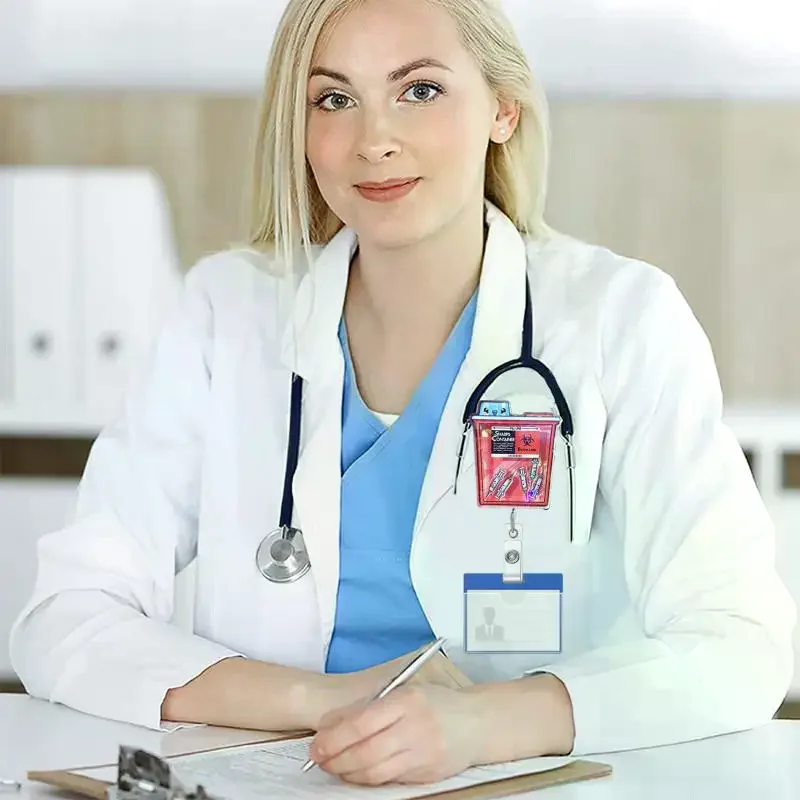 Shaker Acrylic Anime Scrubs Pills: Bottle Large Intestine Retractable Nurse Badge Reel Doctor ID Card Holder