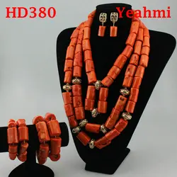 African Coral Beads Statement Necklace Set New Necklace Earrings Set for Wedding Nigeria