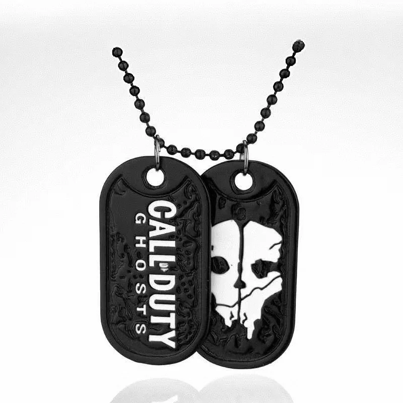 Classic Game Jewelry Mens Necklace Ghosts Dog Tag Pendant Army Nameplate for Duty Military Series with Weapons Call Wholesale