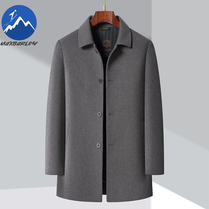 

Winter Wool Jacket Mens Luxury Commuting Office Goose Down Filler Down Jackets Fashionable Snow Warm Double-sided Thick Overcoat