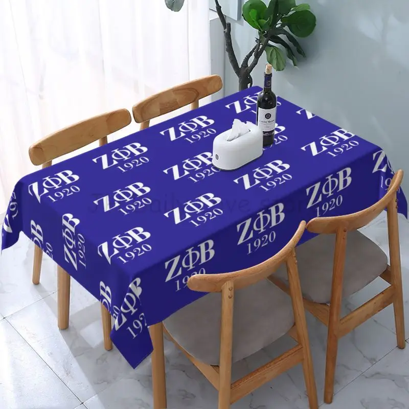 Zeta Phi Beta Rectangle Tablecloth 60x90 Inch Water Resistant Spill Proof Table Cover Indoor Outdoor Dining Table Decoration