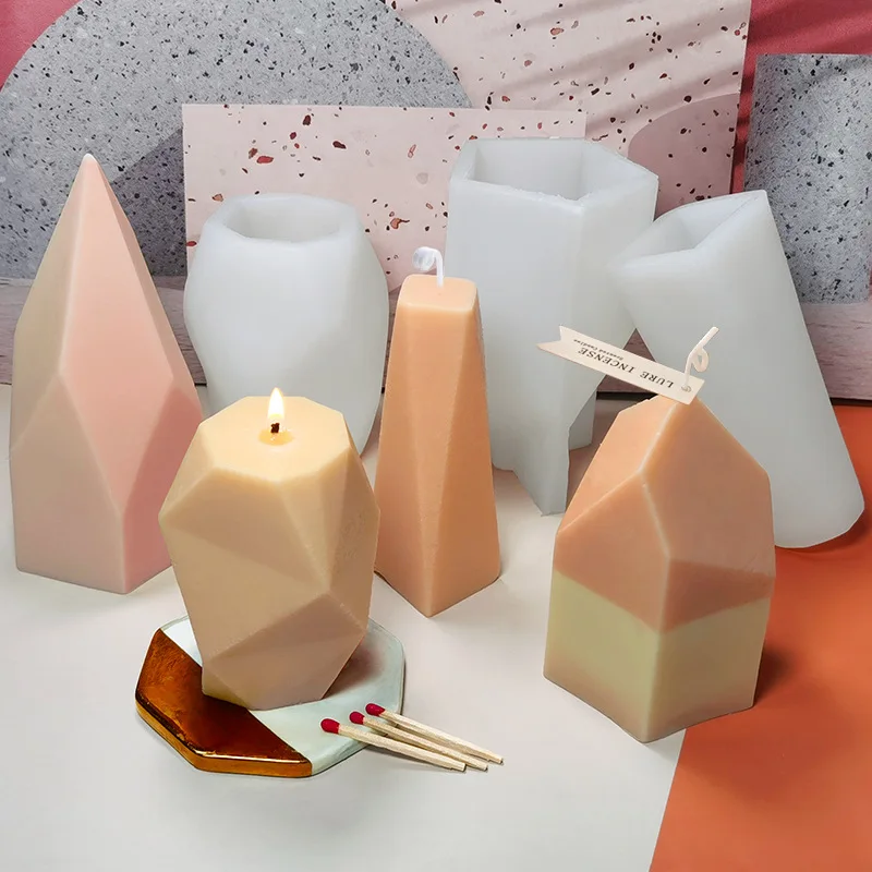 Geometric Aroma Candle Silicone Mold DIY Handmade Soap Plaster Diffuser Stone Resin Moulds Home Decoration
