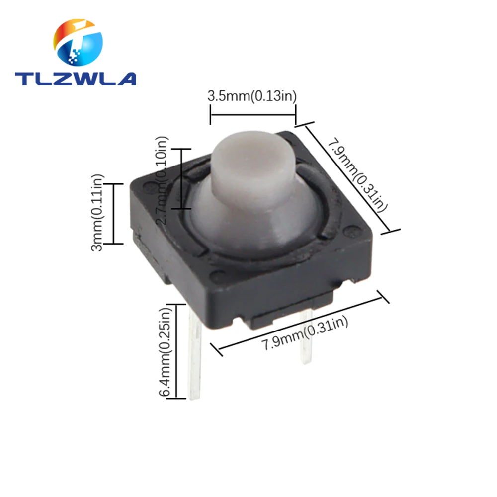 10PCS Touch switch 8*8*5 Pin 5H Silica Gel Silent Button 8*8*5MM Two Feet Pin Conductive Silicone Button switch 2pin 8x8x5 mm