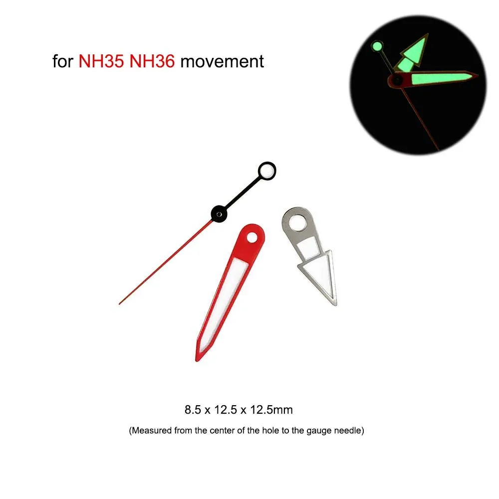 

Silver Red Black Watch Hands for NH35 NH36 Movement Green Luminous 3Pins Needles Pointers Watch Accessories