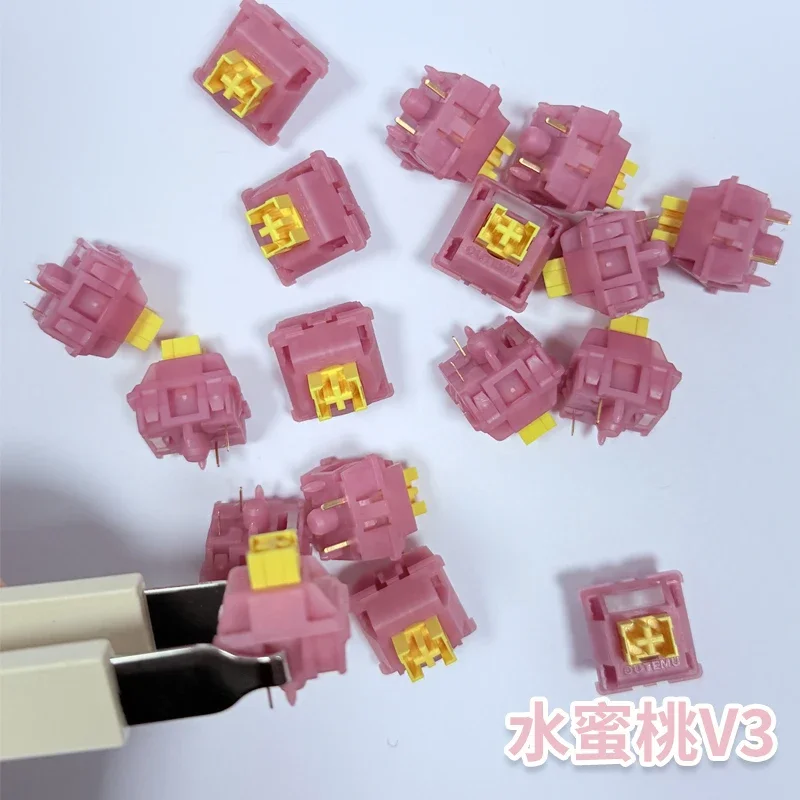 Outemu Silent Peach V3 Switch Mechanical Keyboard Linear Switches Lightguide Pole 5 Pin Hot swap PA66 Pre Lubed POM 21mm spring