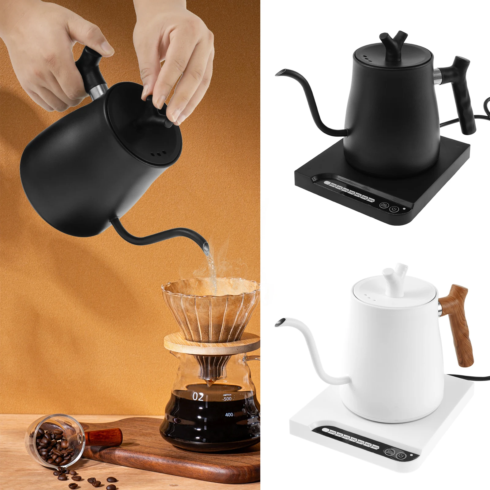 

Electric Kettle 1000ml Pour Over Kettle with Base 24 Hour Insulated Hot Water Boiler 1000W Fast Heating Coffee Kettle Auto Shut