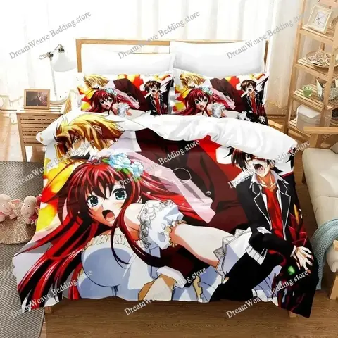 New Kawaii High School DxD Bedding Set Single Twin Full Queen King Size Bed Set Adult Kid Bedroom Duvet cover Sets Anime Bed741