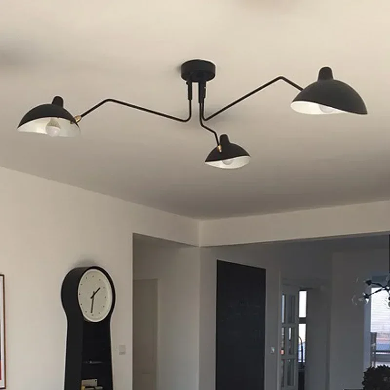 Multi-cabeça Spider Pendant Light, Estilo personalizado, Luminária preta, Lustres nórdicos, Decoração de casa, Sala de estar e quarto, 3 cabeças, 6 cabeças