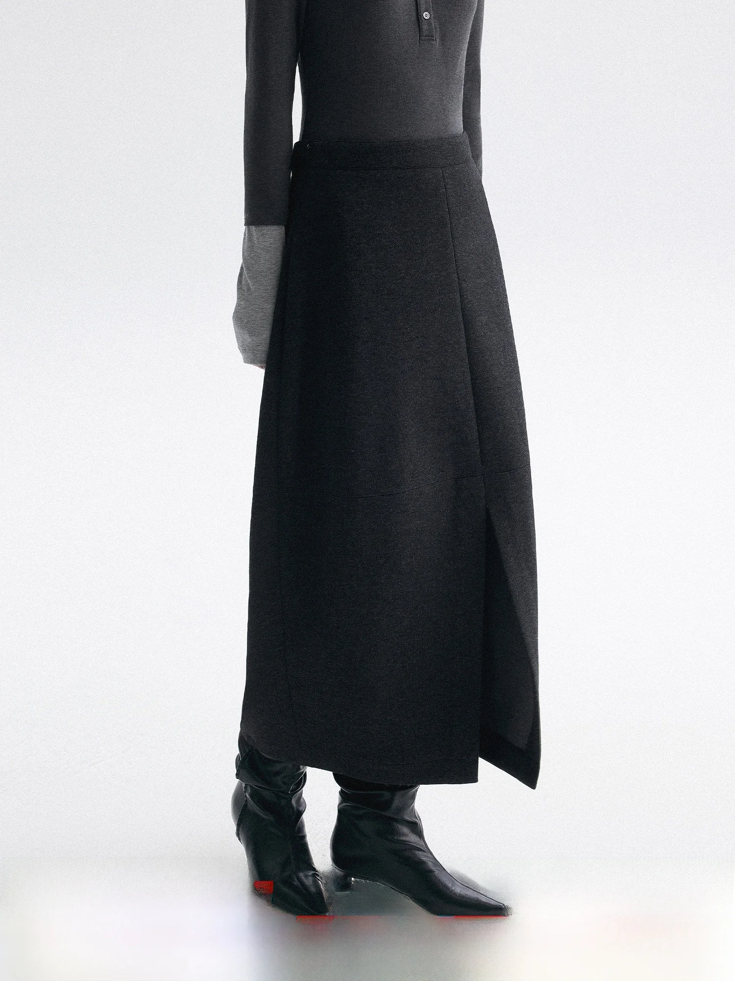 

Юбка миди Moly Cho "Effect" с высокой талией, женская плиссированная юбка А-силуэта, повседневная, с разрезом спереди, для офиса и на каждый день