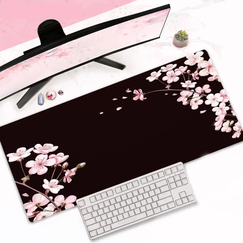لوحة ماوس سميكة بحافة قفل مضادة للانزلاق، لوحة مكتب كبيرة جدًا على الطراز الحبر الياباني