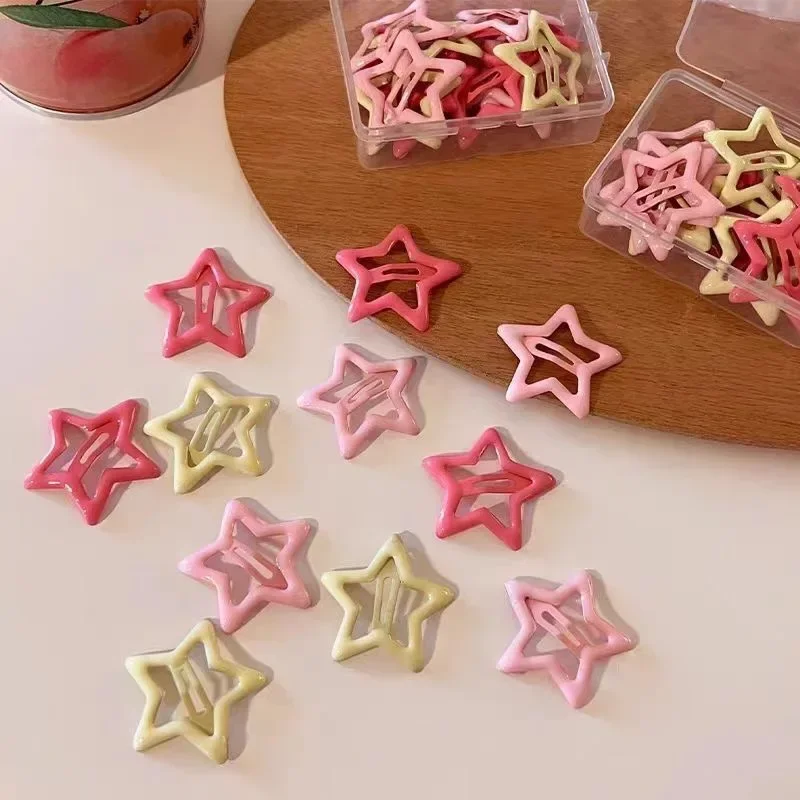 Pinza para el pelo con forma de estrella para niña, accesorio para el pelo con forma de estrella de cinco puntas, 5 piezas, colorido, lateral,