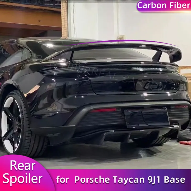 Full Carbon Fiber Rear Trunk Spoiler Wings for Porsche Taycan 9J1 Base 4S Sedan 2019-2025 Car Rear Spoiler Boot Wing Lip Bodykit