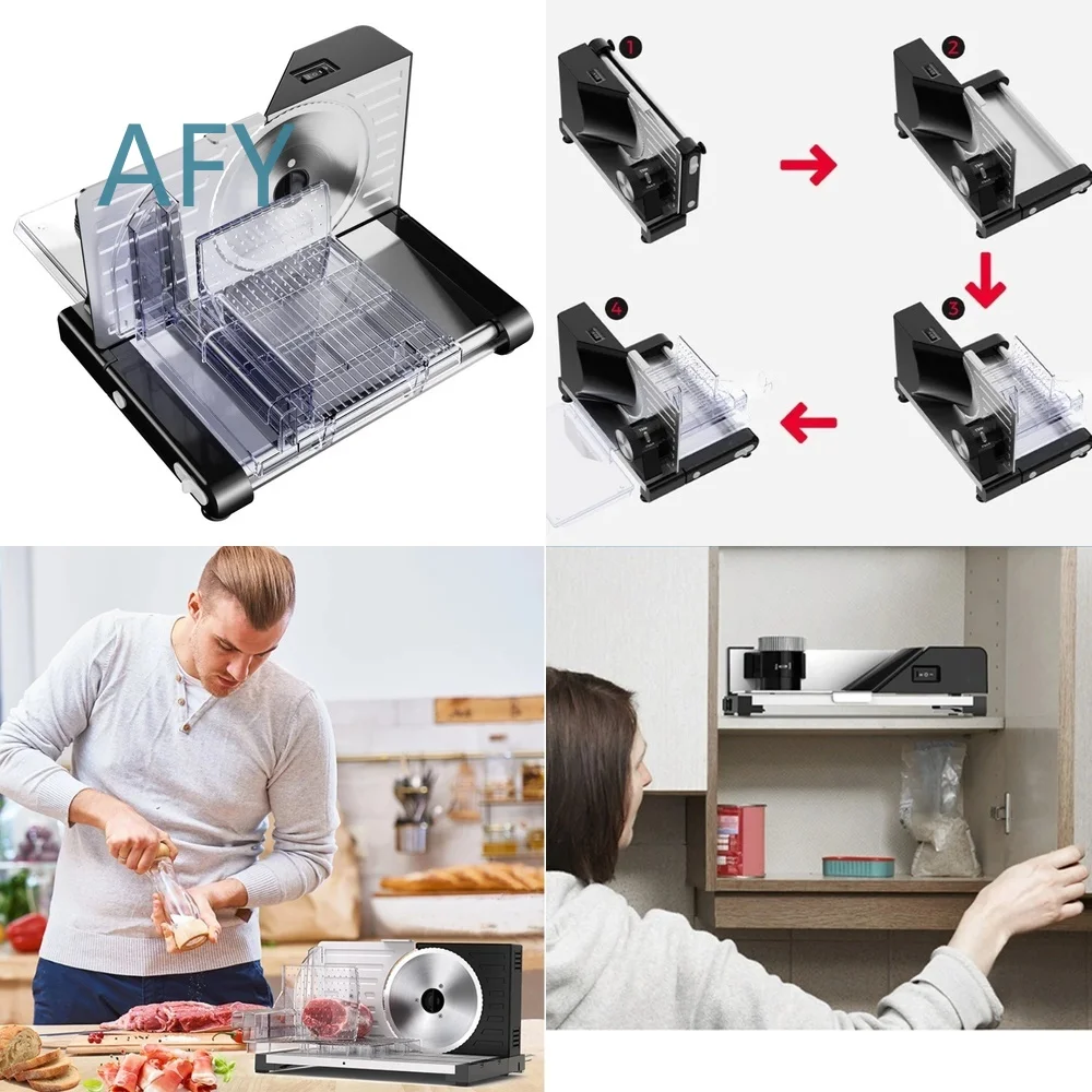 Electric Meat Slicer for 220V 110V Home Kitchen Commercial Use Silent Frozen Meat Cutting Machine Stainless Steel Blade Food