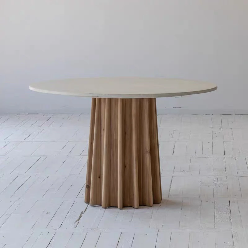 

Скандинавский минималистичный круглый обеденный стол в стиле ваби-саби, стол из цельного дерева для дома, Beau Et Fonctionnel Porter, мебель для столовой