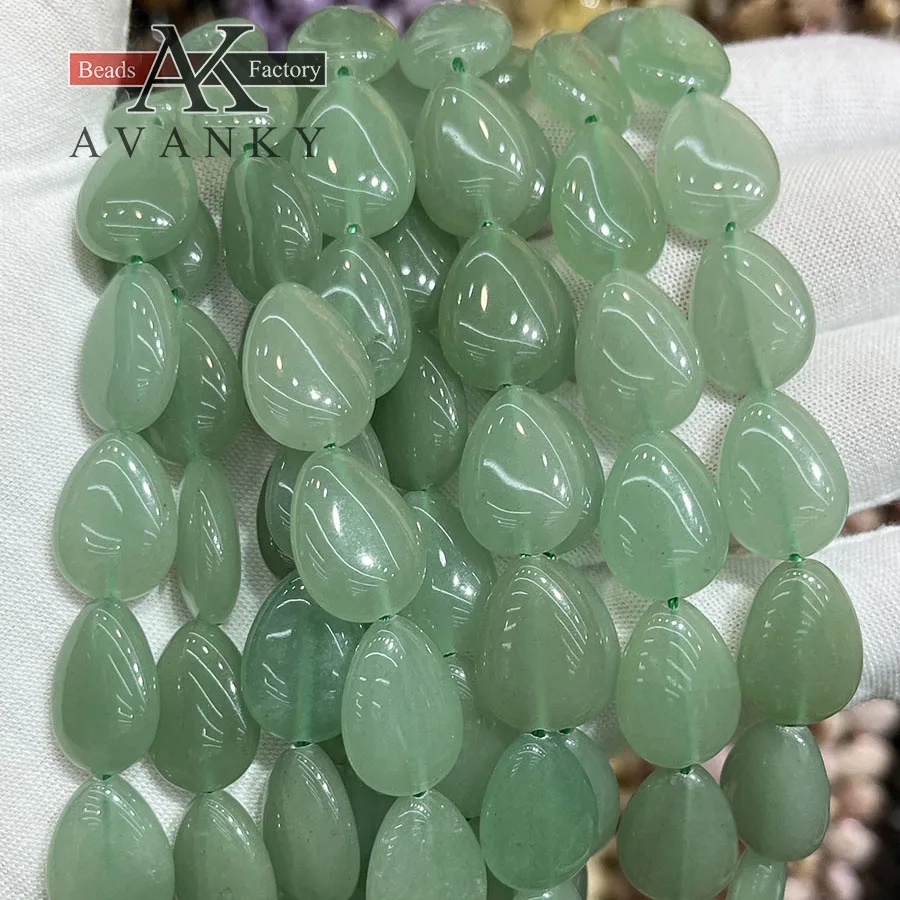 Natural Green Eastern Tombs Jade Water Droplet Melon Seeds Shape Loose Beads Jewelry Making DIY Necklace Bracelet Accessory 15''