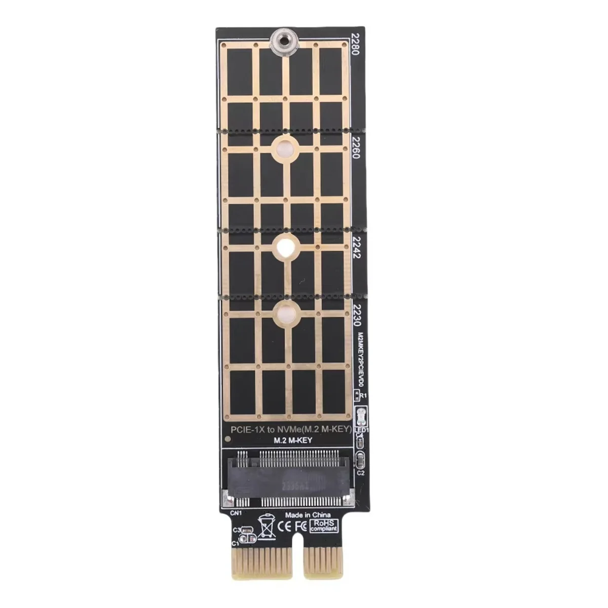 PCIE to M.2 Adapter NVMe SSD M.2 PCIE 3.0 X1 Raiser Card PCI-E M Key Connector Supports 2230 2242 2260 2280 M.2 SSD—AA56