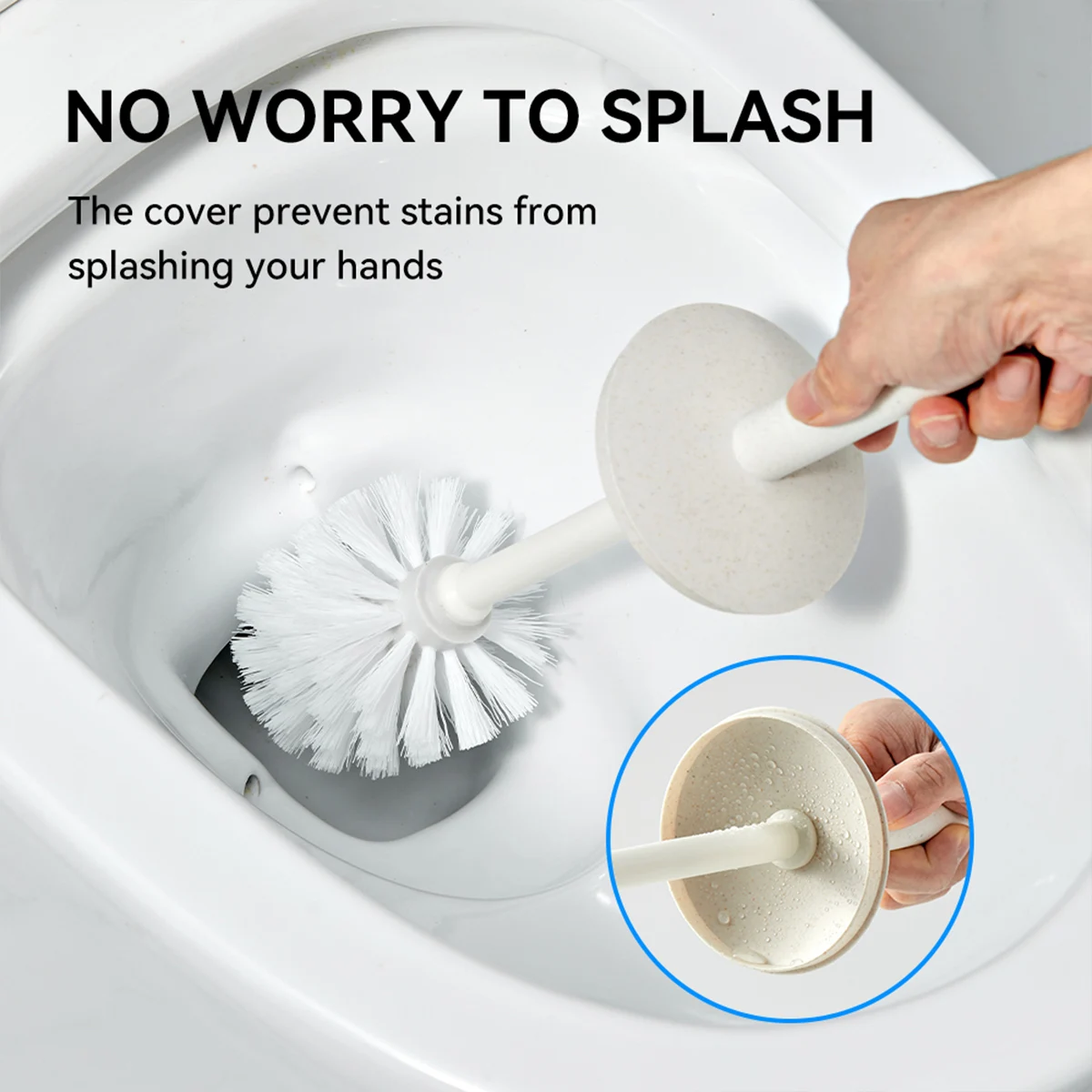 WORTHBUY Anti Splash Toilet Brush With Standing Base Long Handle Cleaning Brush Flexible Bristles WC Bathroom Accessories Tools