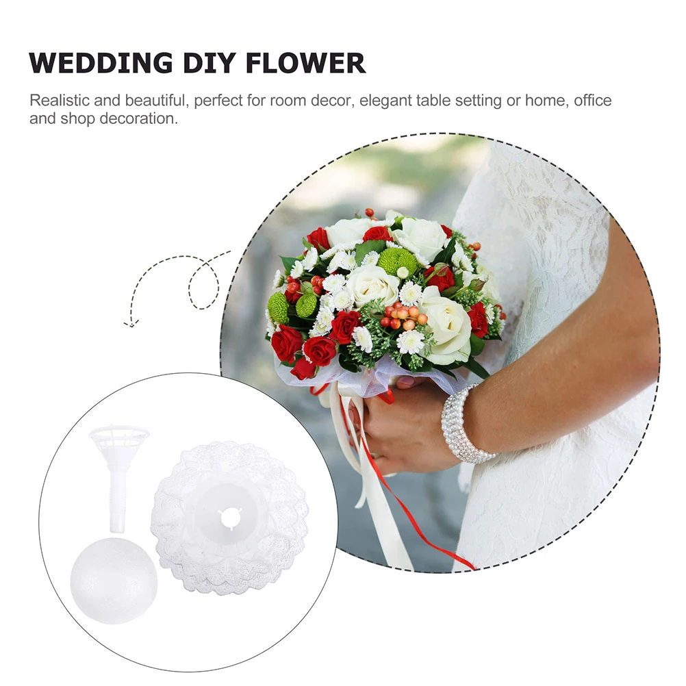 

10 Hemispherical Foam Bases White Lace Wedding Bouquet Holders Flower Supplies bouquet holders wedding floral holder